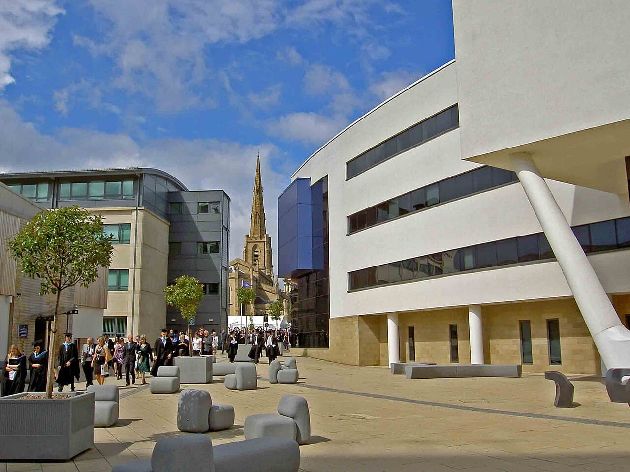 Graduates on a UK university campus